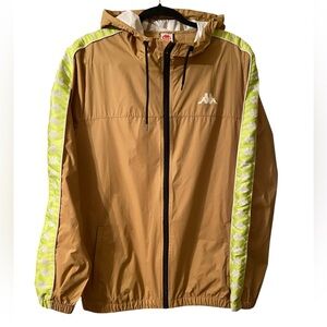 Kappa Men's hood Windbreaker with Yellow Highlights, logo down arms, size large
